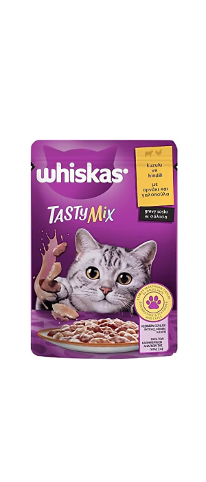WHİSKAS POUCH TASTYMİX KUZULU HİNDİ ETLİ 85 GR WHİSKAS POUCH TASTYMİX KUZULU HİNDİ ETLİ 85 GR